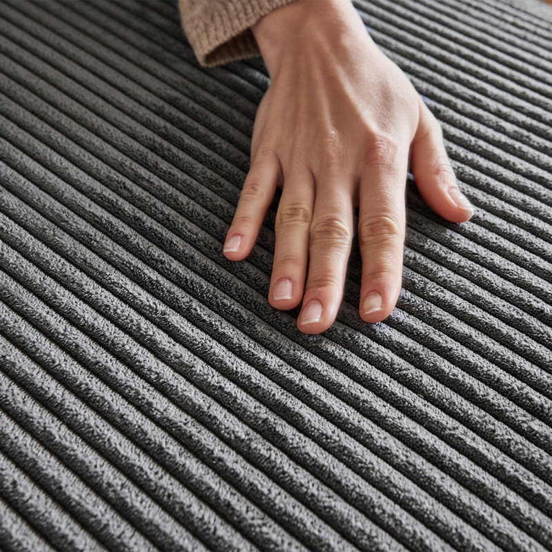 Canapé modulaire de coin Anureet, Velours côtelé gris, Non