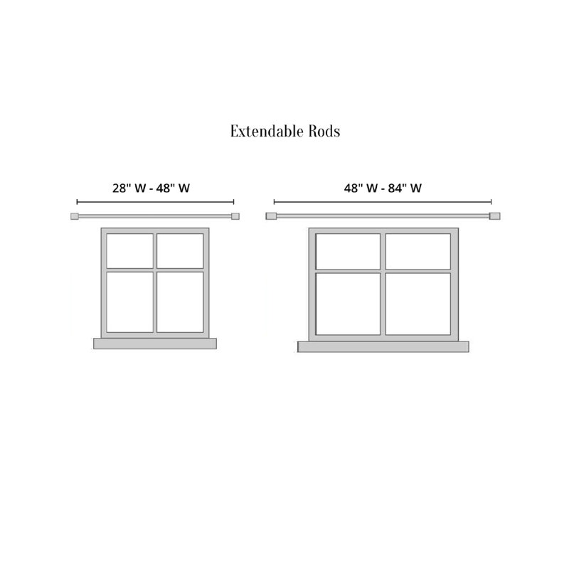 Tringle à rideaux simple réglable en acier inoxydable argenté 5 po, 28" - 48"
