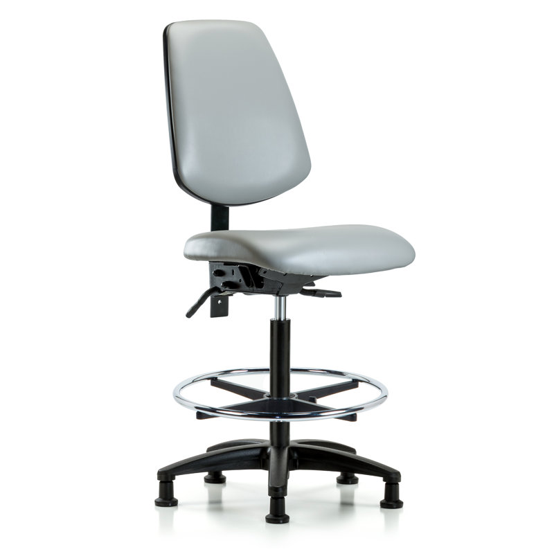 Jalynn Vinyl Drafting Chair, Casters, Dove, Included