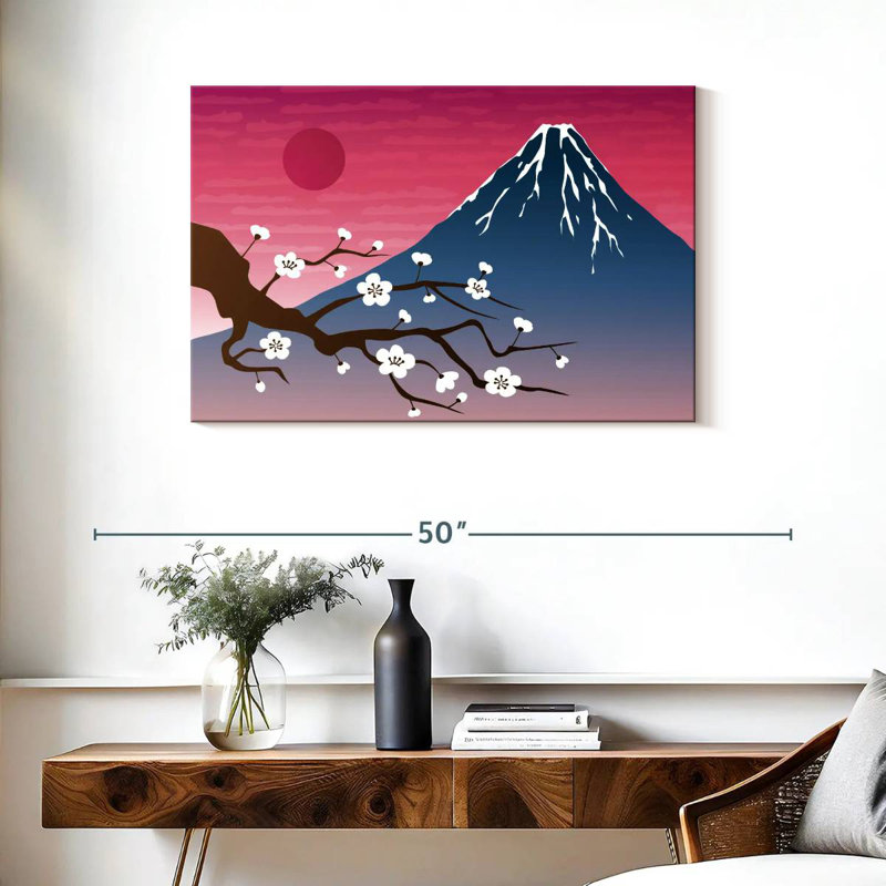 Alvord Mount Fuji And Sakura, 24" H x 36" W