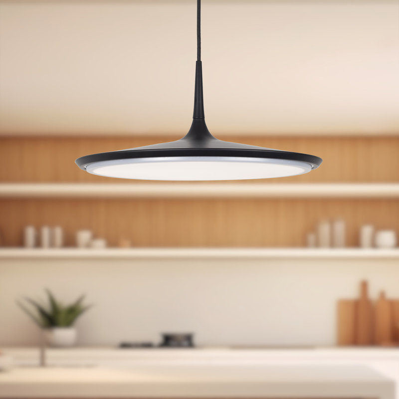 Single Light Dimmable LED Pendant, Black