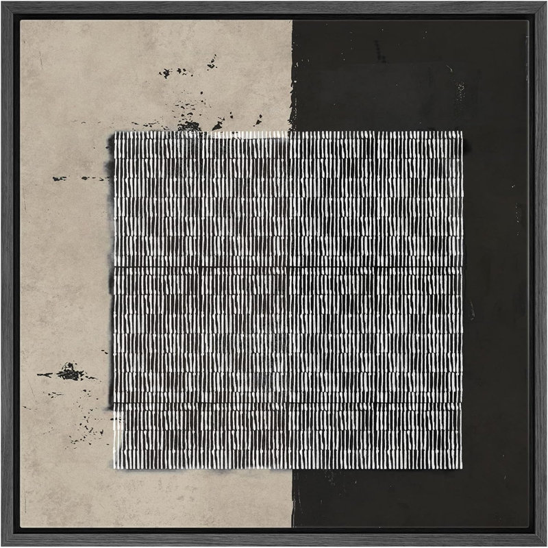 Motif de blocs géométriques gris sur toile, H 24 po x l 24 po, Toile noire
