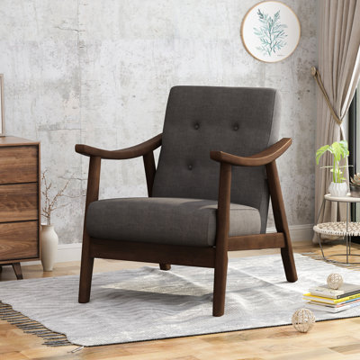 Chaise rembourrée Mid-Century moderne gris foncé