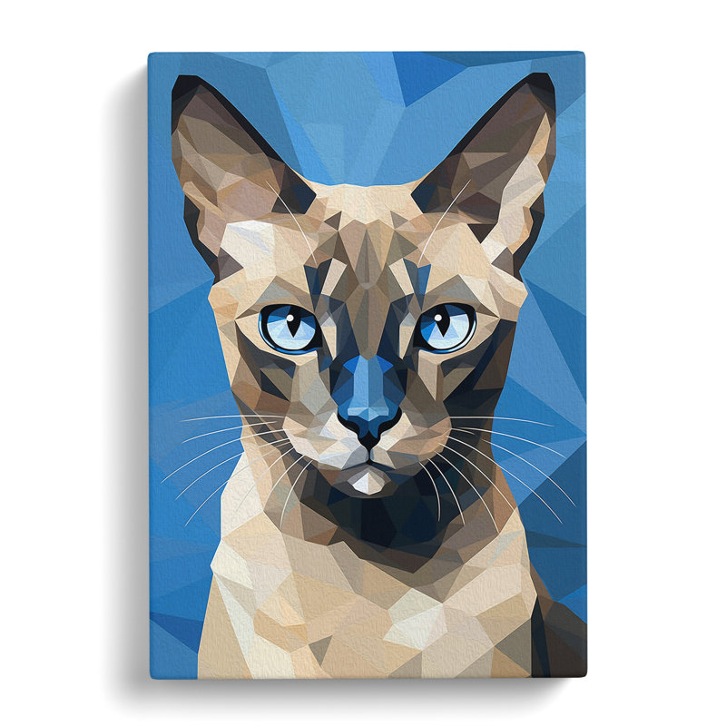 Siamese Cat Cubism - Wrapped Canvas, 60cm H x 40cm W x 3cm D