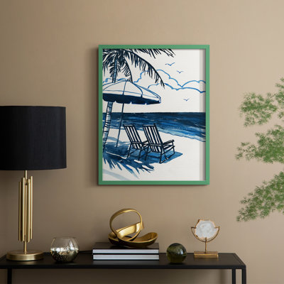 Reproduction encadrée de côte de Palm Beach - bois massif