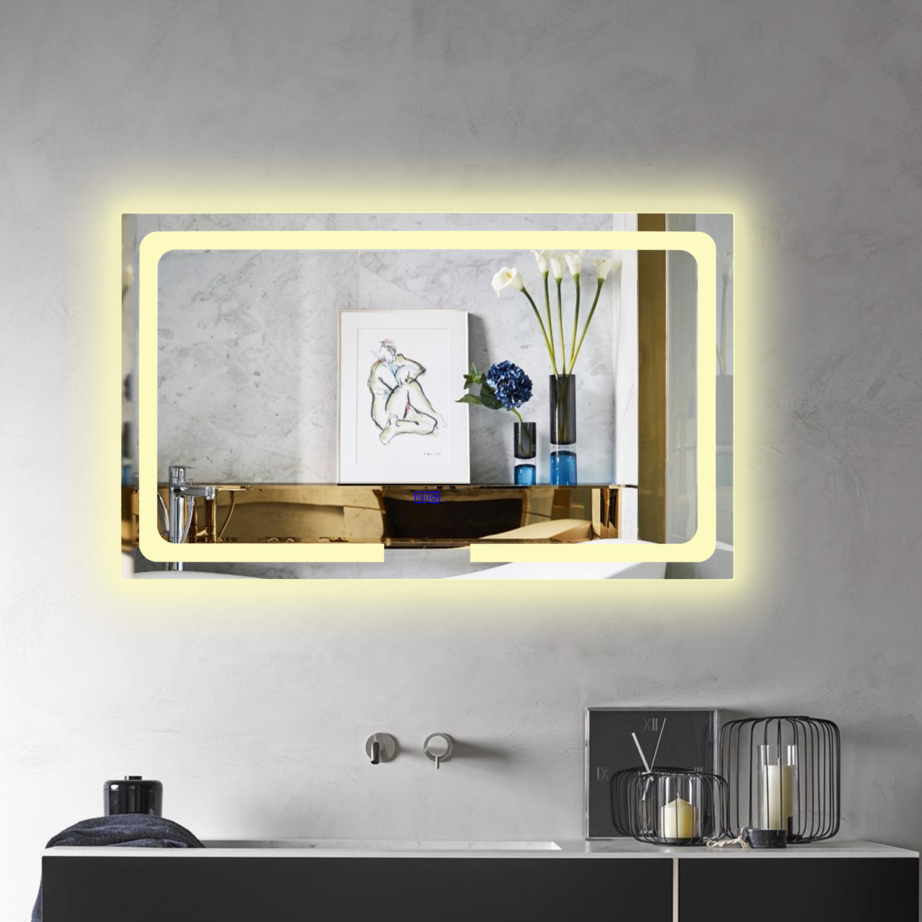 Brayden Studio® Yarmuth Frameless Lighted Bathroom / Vanity Mirror ...