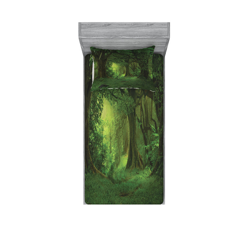 Drap-housse et coussin décoratif Ambesonne, Ensemble de draps pour lit simple + 5 pièces supp