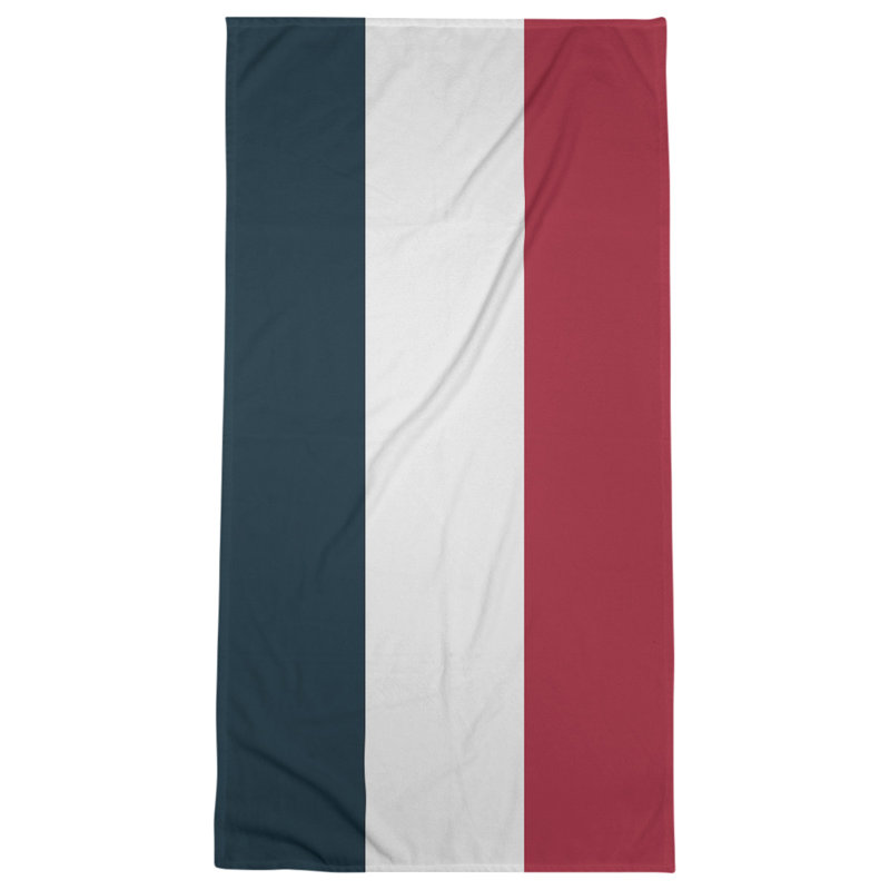 Cotton Blend Beach Towel, White/Light Red