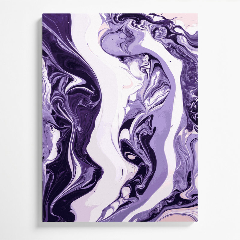 Abstrait art fluide sur toile blanche, H 18 po x l 12 po