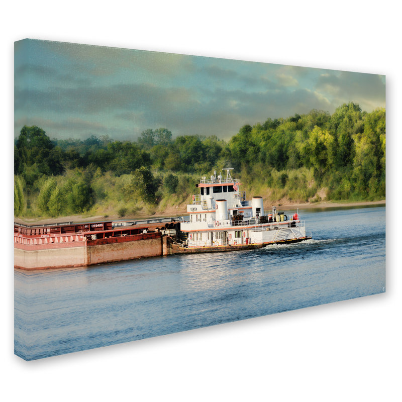 Vidur «Barge on the River 2», reproduction de photo sur toile tendue, 16 po x 24 po