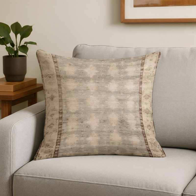 Coussin décoratif d'intérieur et d'extérieur Overdyed, Carré 16 po, Beige aspect rétro 486