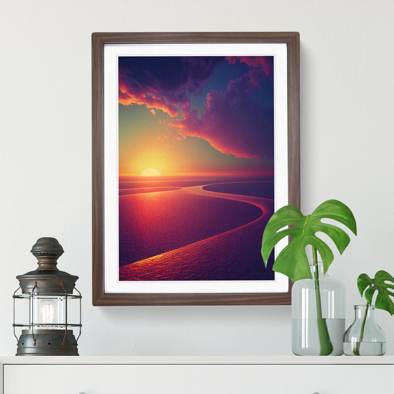 Irresistible Sunset - Single Picture Frame Print, 34cm H x 25cm W x 2cm D, Walnut