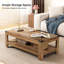 Table de salon moderne moderne en bois rustique avec rangement, table basse rectangulaire à 2 niveaux pour salon