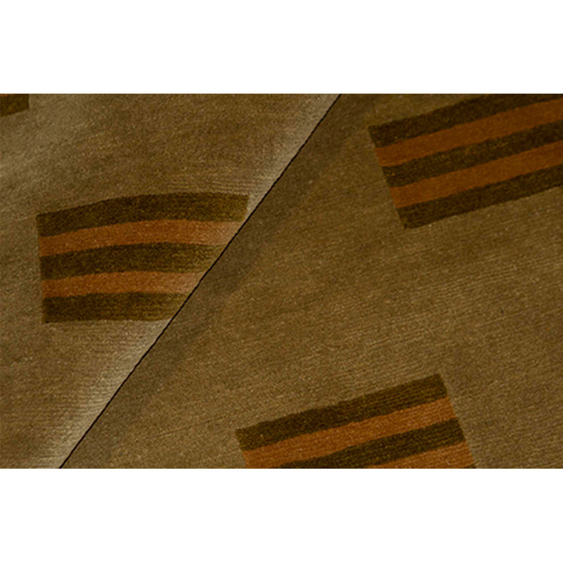 Wool Geometric Area Rug in Brown