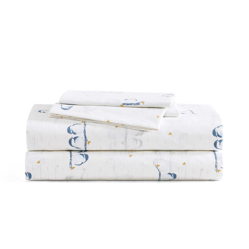 Ensemble de draps en coton percale Poppy & Fritz, Ensemble de draps lit simple + 1 taie d'oreiller, Bleu 1