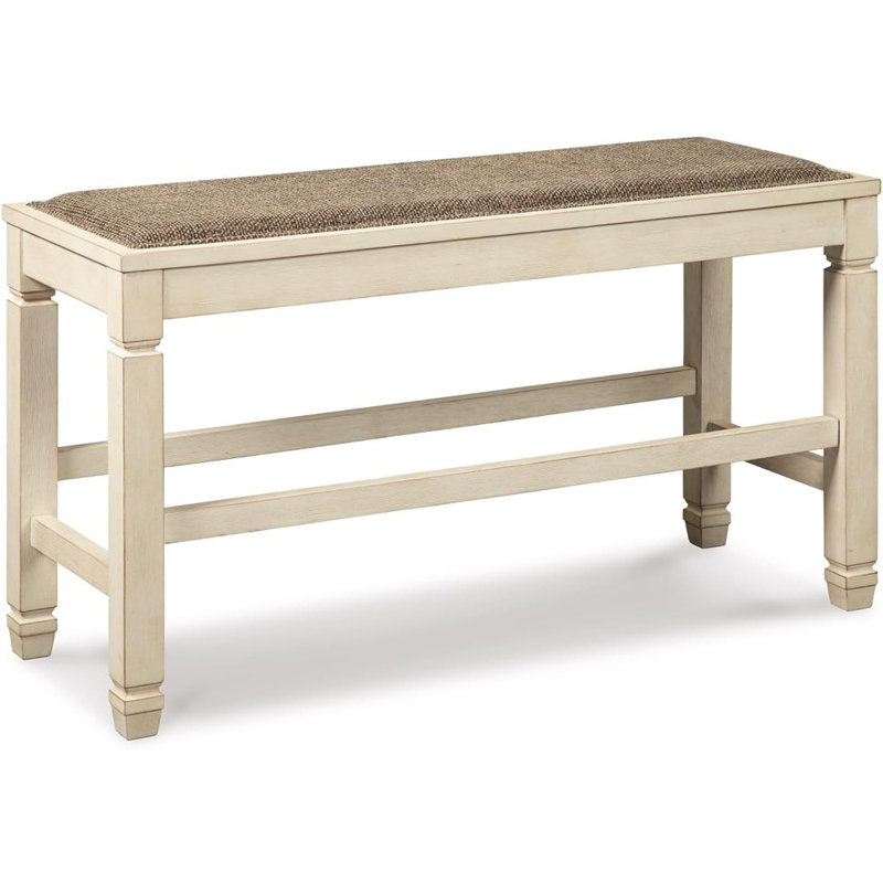 Banc rembourré Bolanburg, hauteur comptoir, blanc délavé
