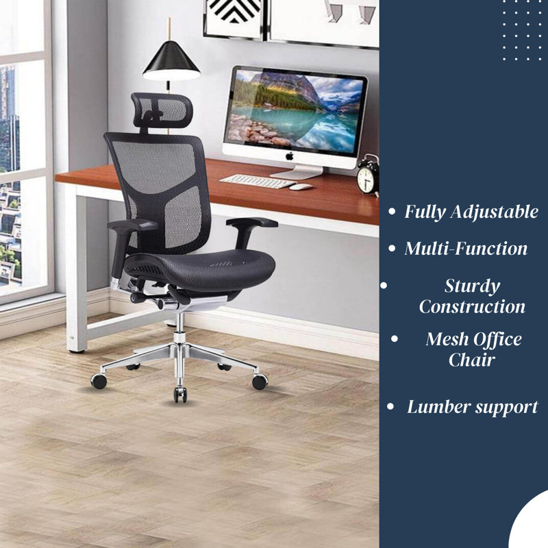 Fauteuil de direction ergonomique en filet avec repose-tête et siège coulissant de luxe Dreem