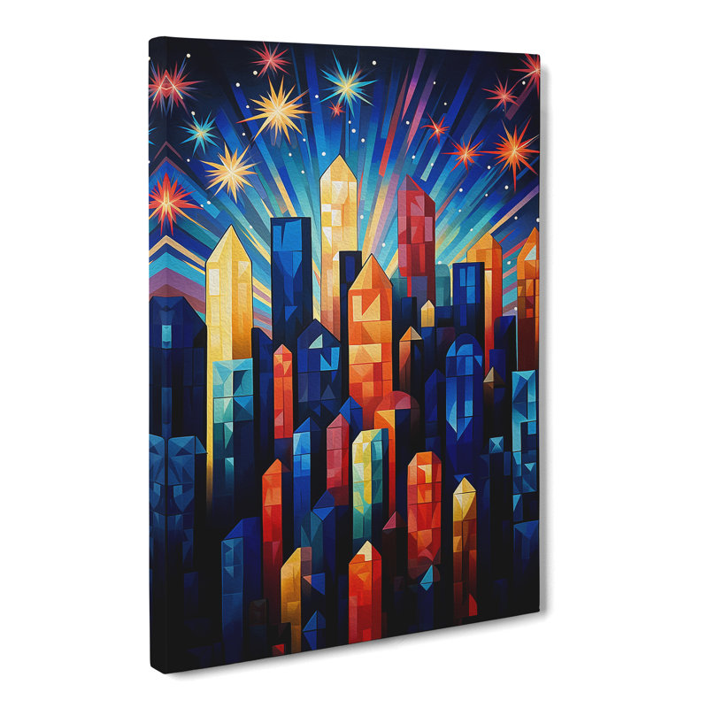Fireworks Cubism - Wrapped Canvas, 76cm H x 50cm W x 3cm D