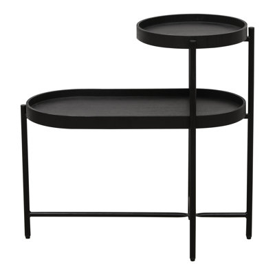 Black Metal Frame & Wooden 2 End Table For Living Room - Versatile Storage Desk Side In Wood, , Wobble, Fits Sofas, Trouble- Assembly Process