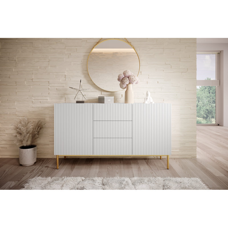 Amhad NICOLE CHEST OF DRAWERS 150 2D3SZ, White/Gold