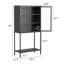 Grande armoire de rangement en métal, buffet avec portes en verre et 2 tablettes réglables, parfait pour un décor moderne et élégant