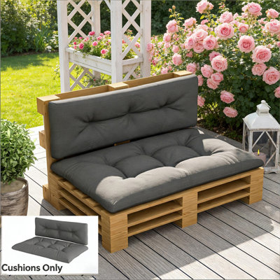 Ensemble de coussins de banc d'extérieur 47 po x 30 po, ensemble de 2 coussins de siège et de dossier résistants aux éclaboussures, coussins de remplacement de meubles capitonnés de 4 po d'épaisseur à l'épreuve de la décoloration (gris foncé)