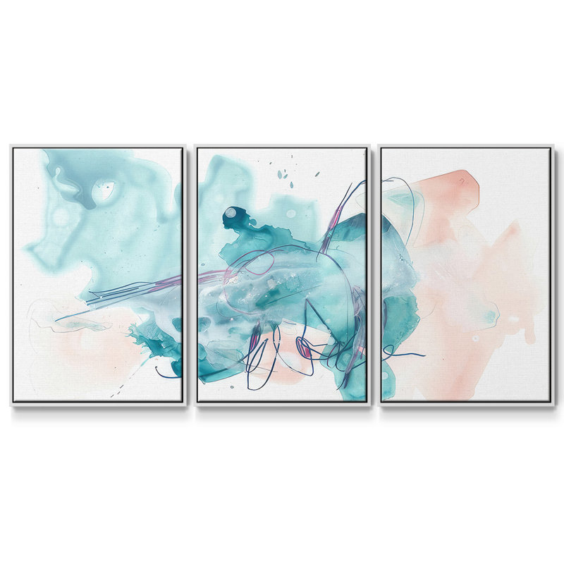 Pileus I - Multi Piece Framed Canvas, White, 36" H x 75" W x 2" D