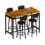 Ensemble de table de salle à manger 5 pièces à hauteur de comptoir, table de pub rectangulaire rustique avec 4 tabourets de bar rembourrés avec dossier, ensemble de salle à manger haut industriel pour la cuisine, coin repas, petit espace