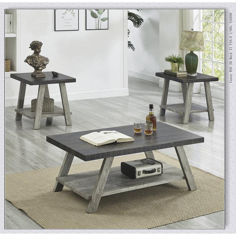 Table basse ronde avec plateau et tablette en bois manufacturé durable, parfaite pour les espaces de vie modernes et écologiques