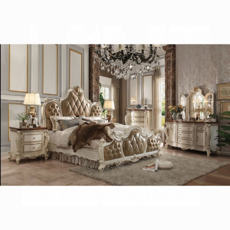 Picardy CK Bed, California King, Brown/White