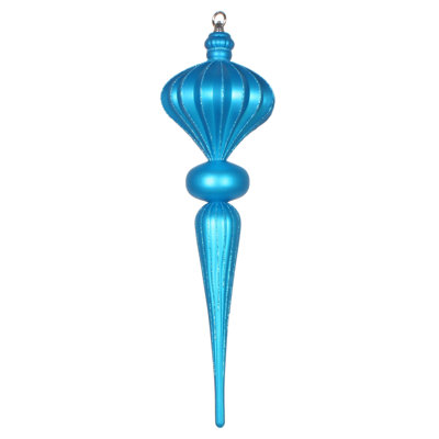 21" Matte Finial Ornament with Glitter Accents