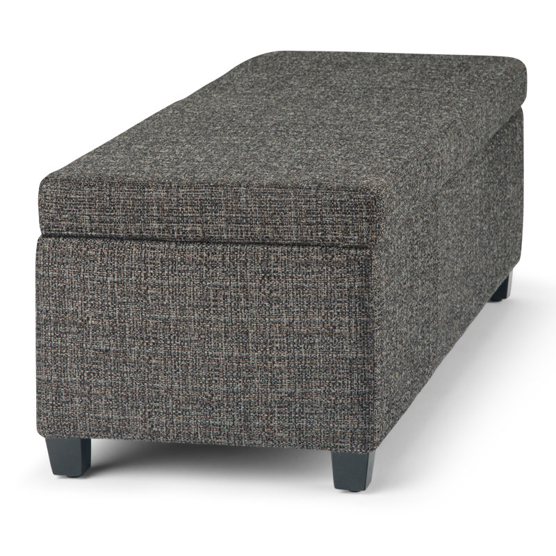 Avalon 48"W Upholstered Linen Look Fabric Contemporary Rectangular Lift-Top Storage Ottoman Bench with High-Density Foam