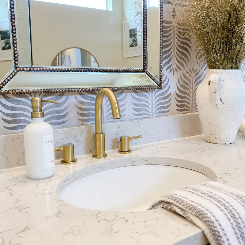Lulani St. Lucia Widespread Bathroom Faucet with Drain Assembly, Champagne Gold