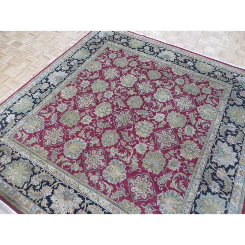 Tapis de zone en laine 8 pi 10 po x 9 pi 2 po one-of-kind à la main noué la bourgogne Bearfield