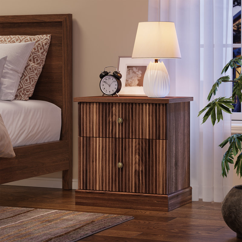 57.7cm W Manufactured Wood Bedside Table, Brown