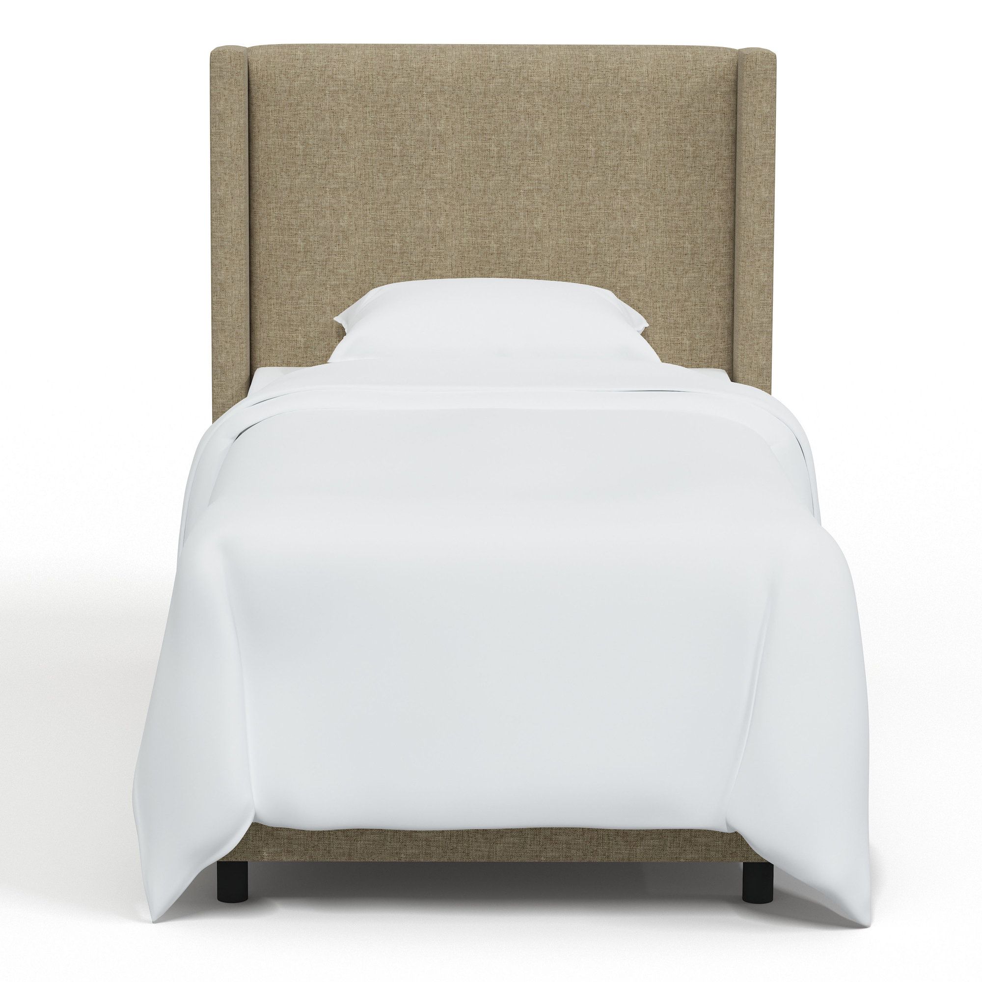 Hanson Upholstered Wingback Bed, Twin, Zuma Natural Textured Linen