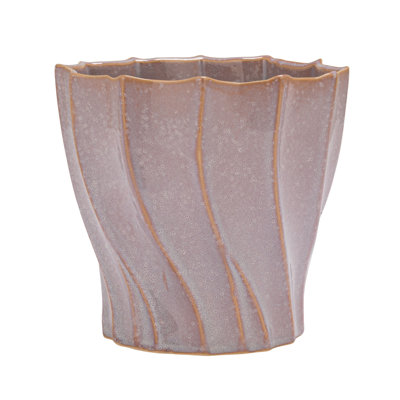 Stoneware Swirled Planter In Reactive Glaze, Purple
