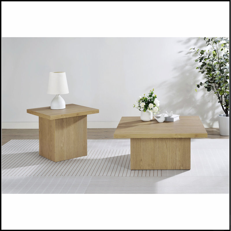 Ensemble de 2 tables basses modernes avec des formes sculpturales et des plateaux carrés volumineux, parfaits pour les espaces de vie sophistiqués