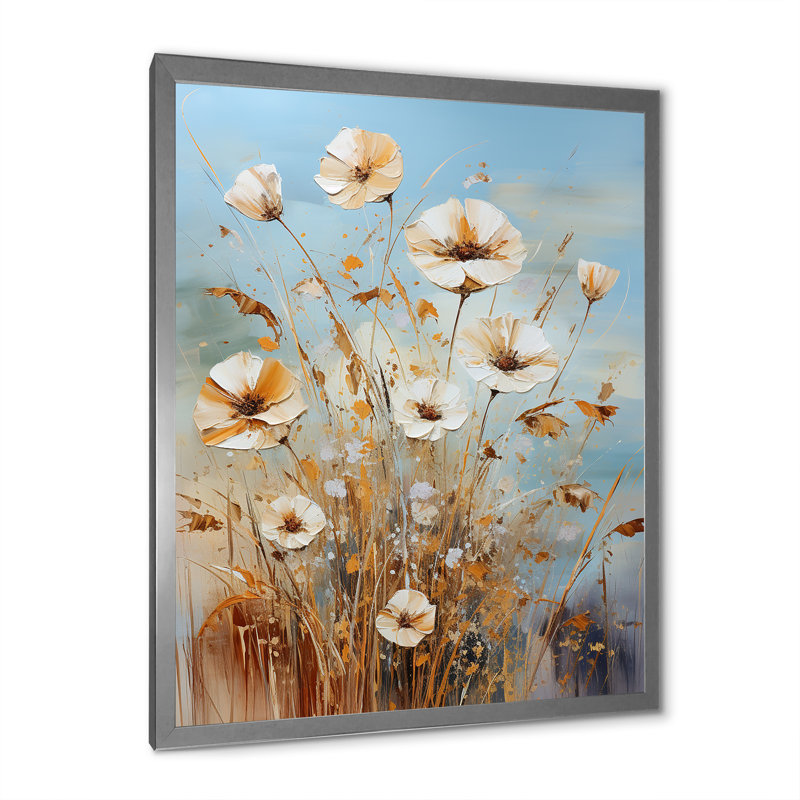 Paisies charme floral infini sérénité I, H 32 po x l 16 po x P 1 po, Cadre photo argenté