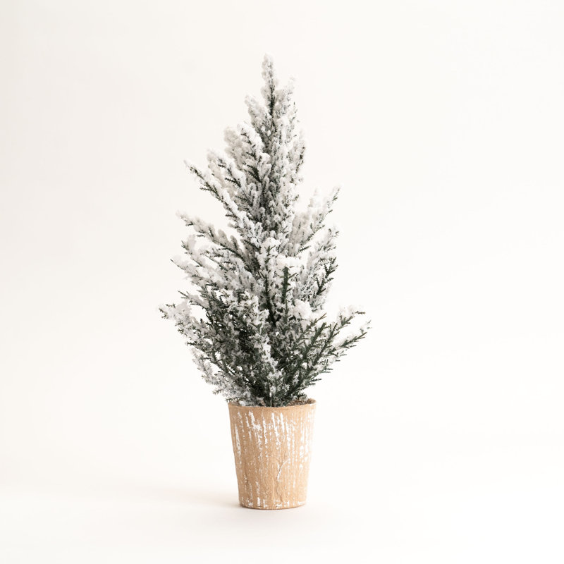 16'' Faux Pine Plant in Stone Pot