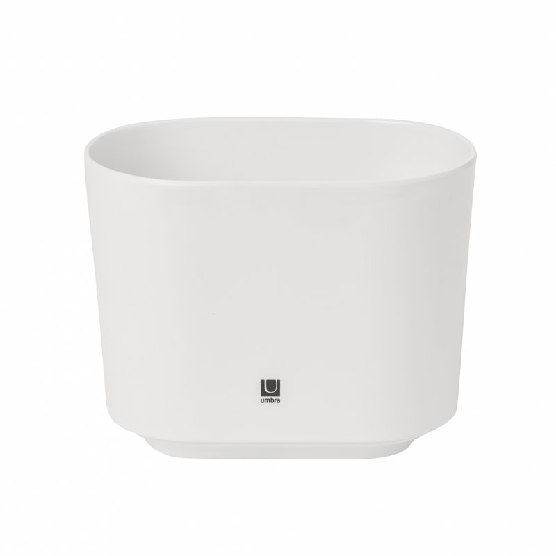 White Oval Melamine Toothbrush Holder with Nickel Finish