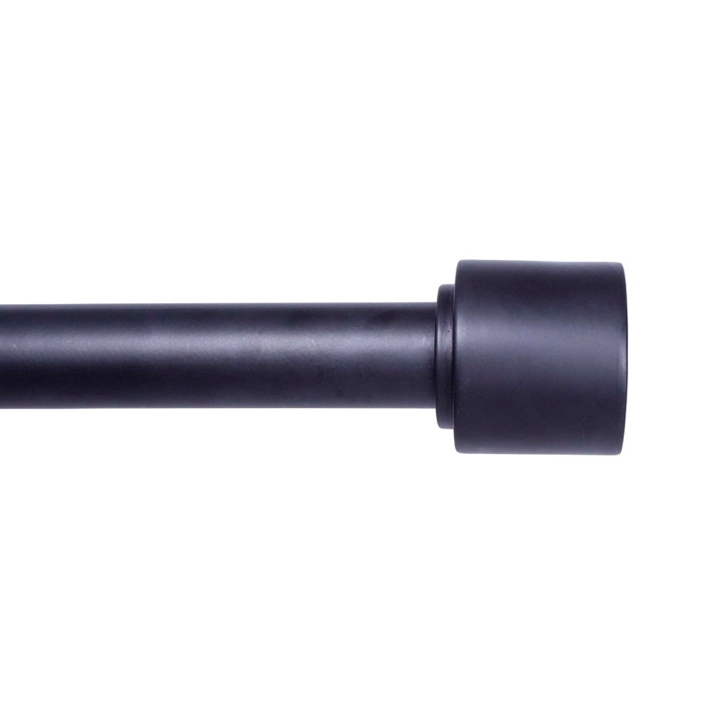 Claremont Astrid Adjustable 1" Single Curtain Rod, 36" - 66", Black