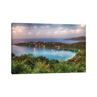 Magens Bay After Sunset Panoram, St Thomas by George Oze - Wrapped Canvas Photograph