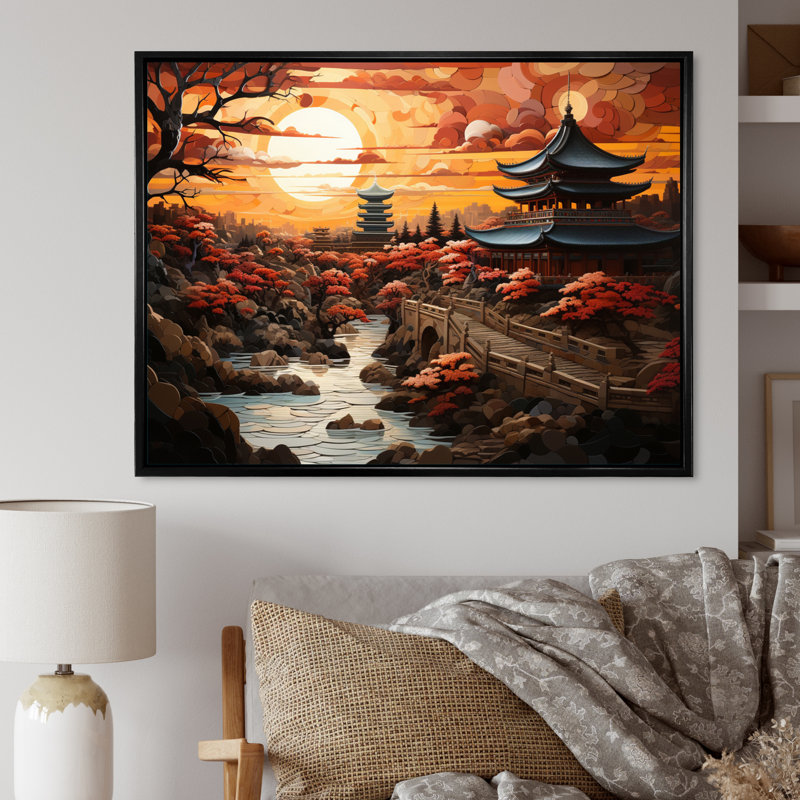 " China Art Dynastic Echoes III ", 24" H x 32" W x 1" D, White Picture Framed