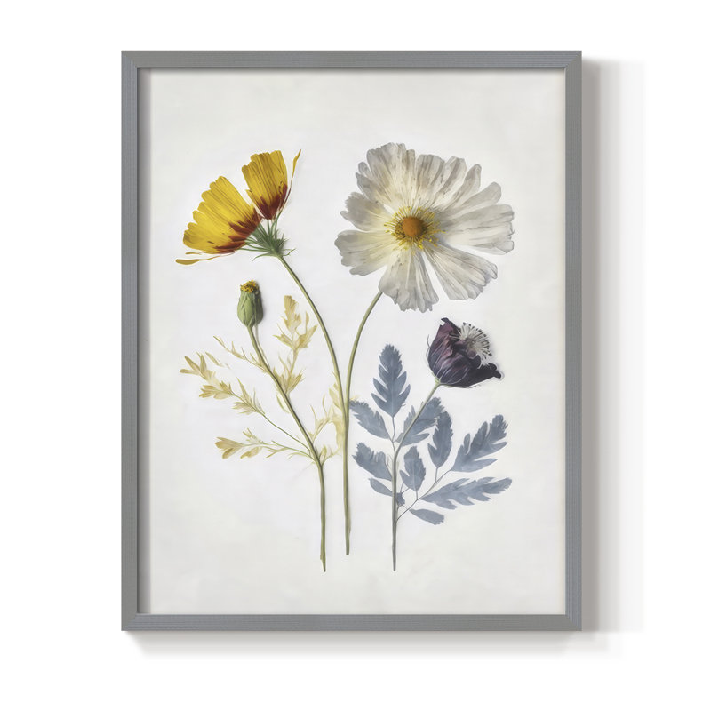 Pressed Flower Memories II, reproduction encadrée - bois massif, Gris, H 11 po x l 9 po