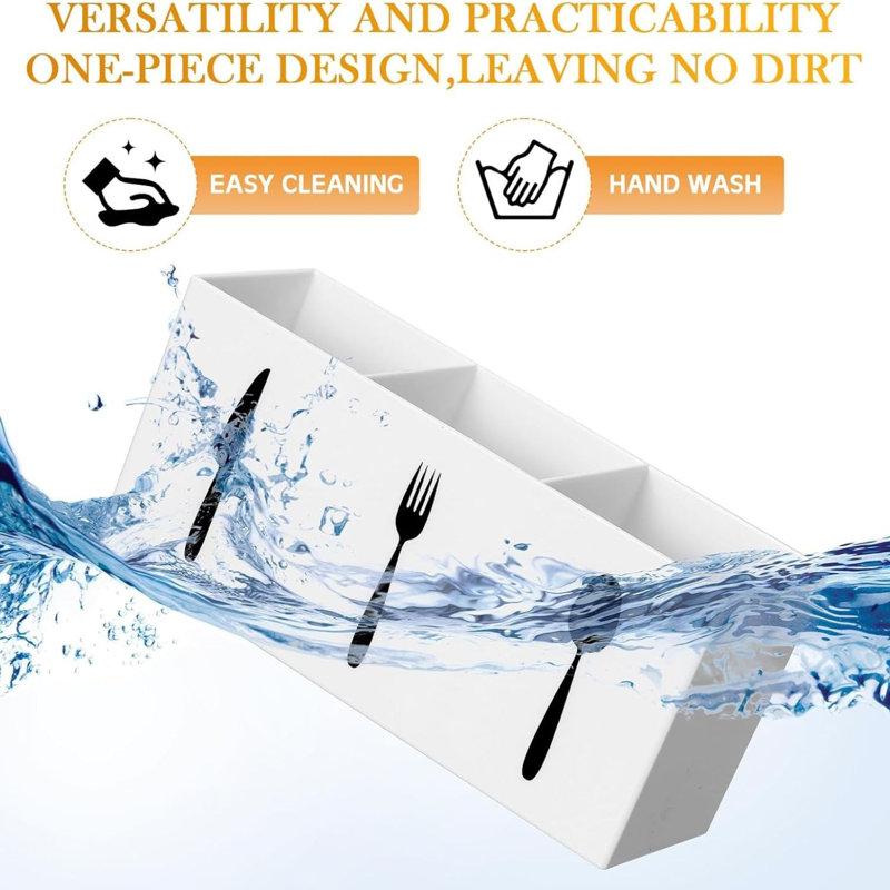 Organisateur de couverts en acrylique blanc 3 compartiments