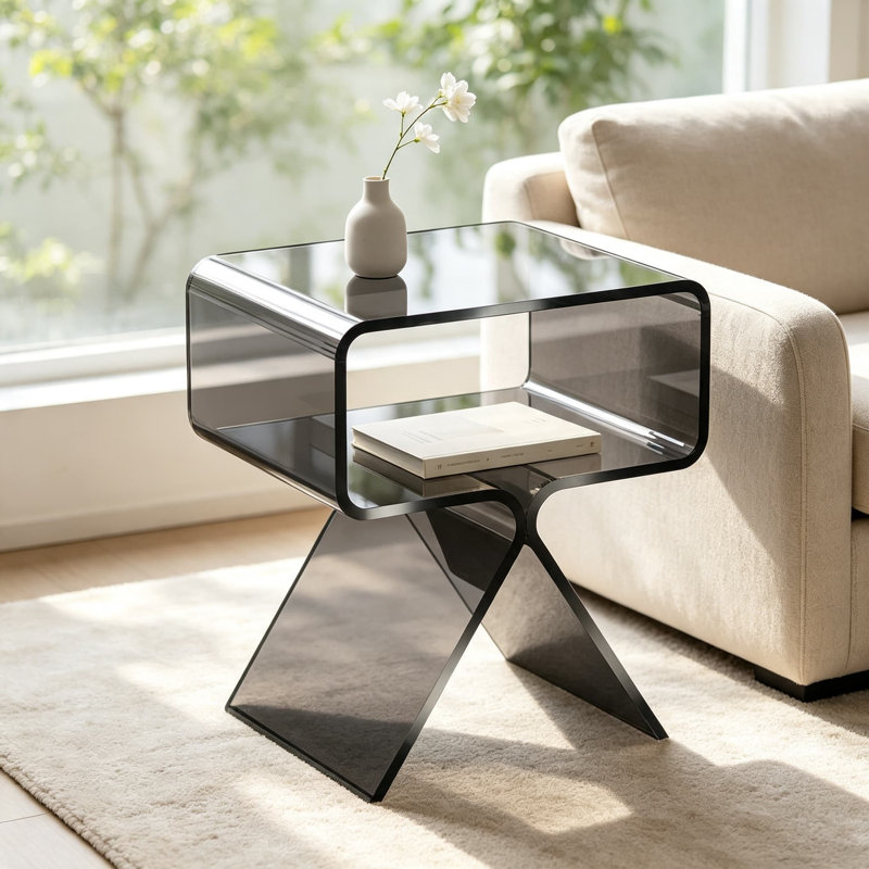 Table de bout en acrylique pour table d'appoint moderne et transparente