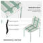 Été - Ensemble de 4 chaises à blocs de couleur modernes et rayées - Siège en PP imperméable et pieds en métal robustes (blanc et vert) avec table ronde blanche moderne intérieure / extérieure en PP de 36 pouces