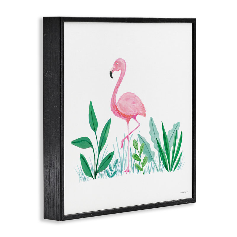 Art estival, flamant rose et estampe numérique par Susan Ball, Giclée encadrée noir minuit, H 24 po x l 24 po