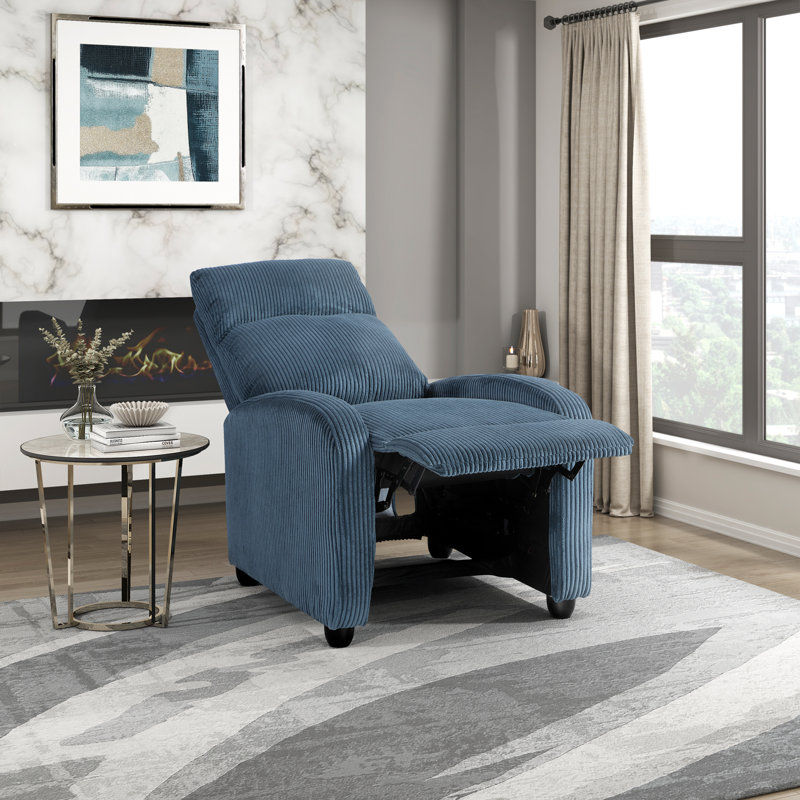 Fauteuil inclinable moderne et contemporain en velours côtelé 27 po Yailem avec siège à ressorts ensachés et structure en bois massif